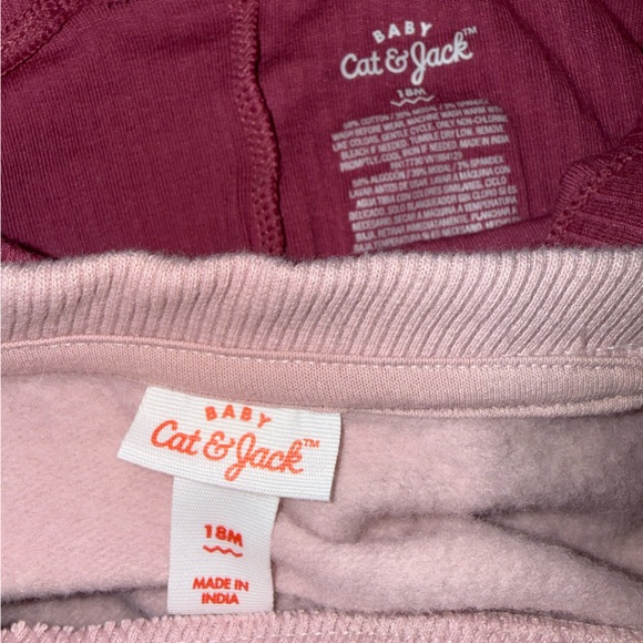 Cat & Jack Pink Heart Sweatshirt w/ Matching Pink Ribbed Leggings (18 months) - Picture 5 of 5